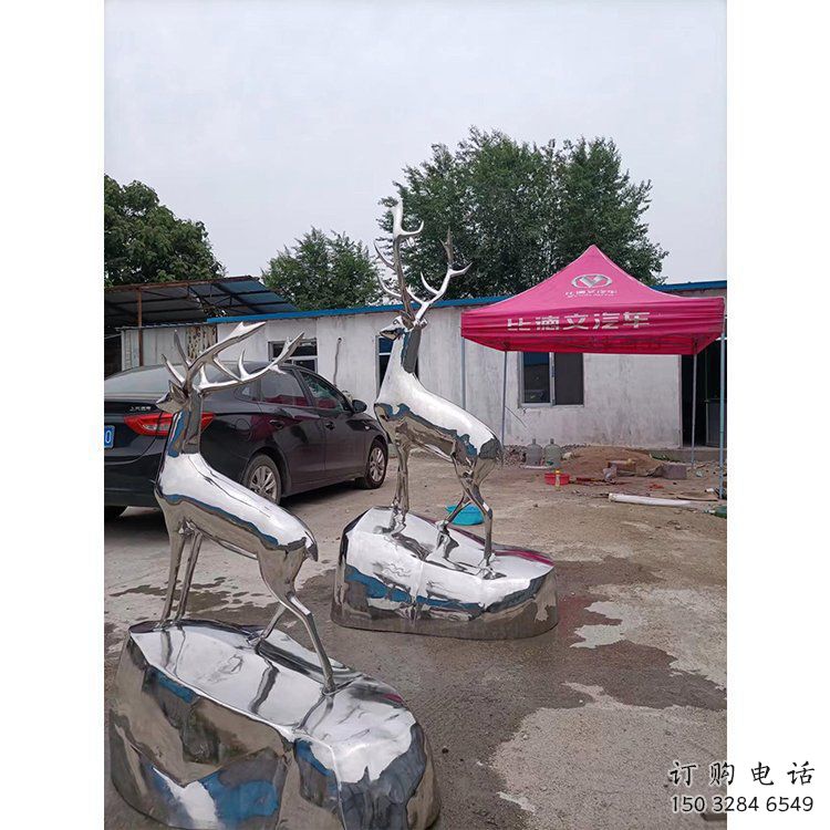 現(xiàn)代小鹿雕塑定制，中式工藝，鏡面仿真小鹿雕塑優(yōu)價