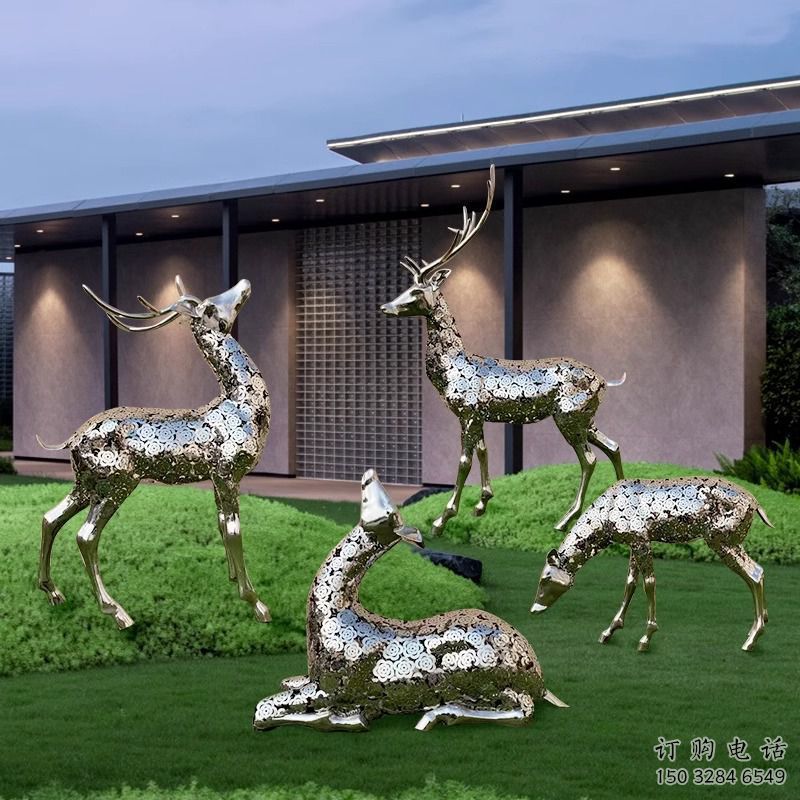花片小鹿雕塑制造商，城市雕塑，公園鏤空小鹿雕塑觀賞型