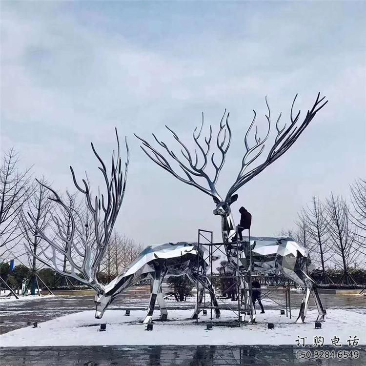 梅花鹿雕塑通用，陸地擺件，鏡面工藝梅花鹿雕塑點擊