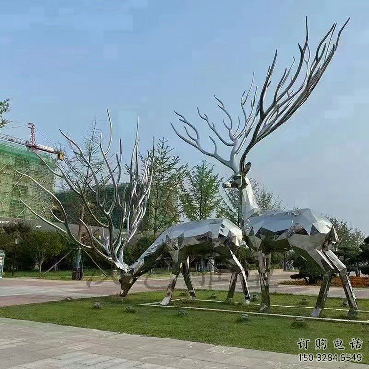 景觀小鹿雕塑選用，美陳雕塑，抽象切面小鹿雕塑標(biāo)準(zhǔn)