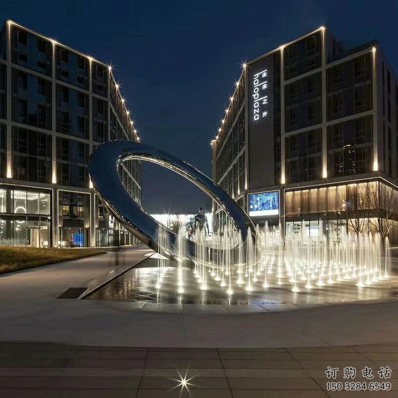 噴水圓環(huán)雕塑，水景文化雕塑，旱地噴泉小品