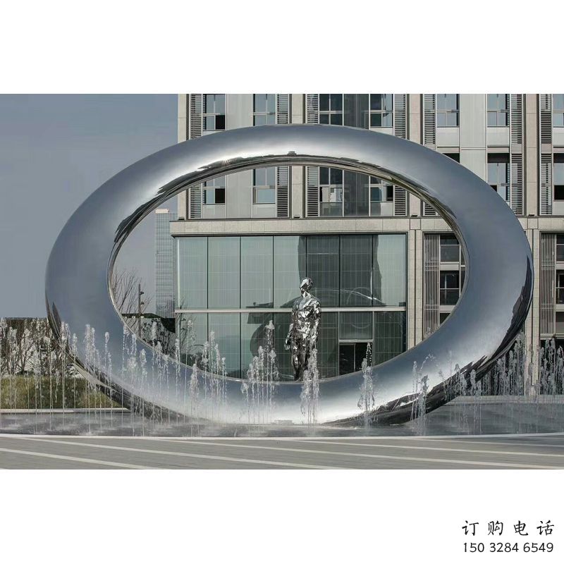 小區(qū)圓環(huán)雕塑，拉絲景觀雕塑，抽象效果