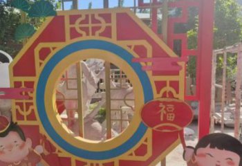 福娃景墻雕塑，鏤空烤漆效果，喜慶歡樂(lè)元素