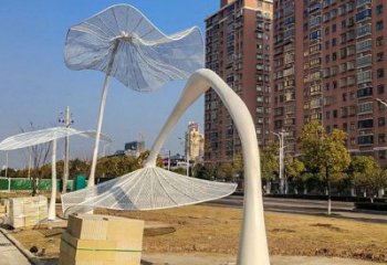 花傘廊架雕塑，不銹鋼廊架花雕塑