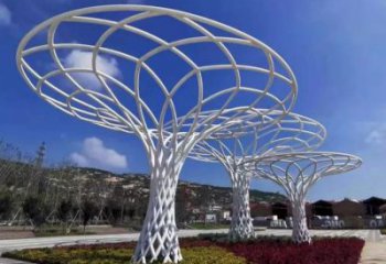 魚簍廊架雕塑，鏤空結(jié)構(gòu)，不銹鋼管廊架雕塑