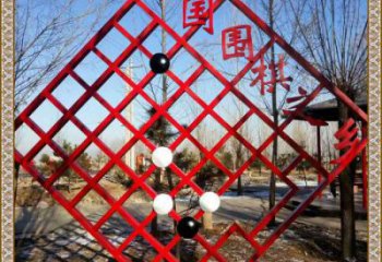 圍棋宣傳欄雕塑，鏤空結(jié)構(gòu)不銹鋼雕塑