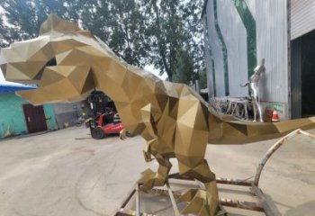 景觀恐龍雕塑供應(yīng)，公園雕塑，金屬幾何恐龍雕塑制作