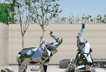鏡面大象雕塑展品，亮面效果制作，切面大象雕塑精品