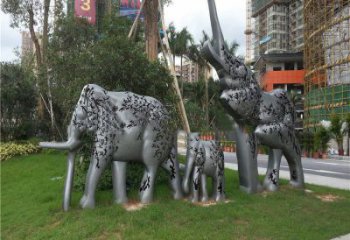 金屬大象雕塑制造，公園雕塑，鏡面大象雕塑展品