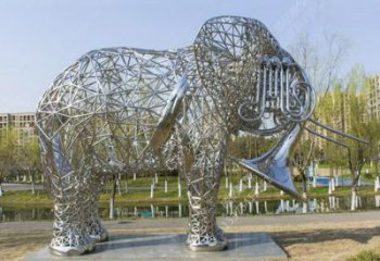 大象雕塑承接，動物鏤空雕塑，鏤空大象雕塑定制