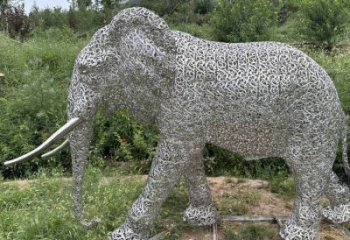 公園大象雕塑定做，小區(qū)擺件，鏤空大象雕塑制作