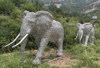 戶外大象雕塑通用，陸地?cái)[件，景觀鏤空大象雕塑制作