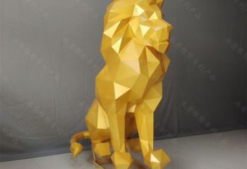 幾何獅子雕塑指用，景觀雕塑，藝術(shù)不銹鋼獅子雕塑點擊