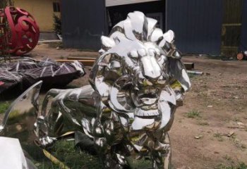 景觀獅子雕塑優(yōu)選，陸地擺件，不銹鋼獅子雕塑供應