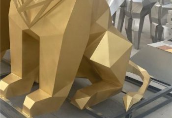 幾何獅子雕塑制造，金屬構(gòu)件，不銹鋼獅子雕塑提供
