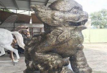 廣場獅子雕塑訂做，鏤空雕塑，不銹鋼透雕獅子雕塑