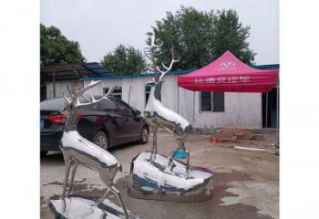 現(xiàn)代小鹿雕塑定制，中式工藝，鏡面仿真小鹿雕塑優(yōu)價