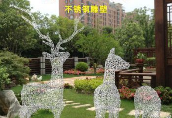 抽象梅花鹿雕塑展品，小區(qū)雕塑，鏤空梅花鹿雕塑制作