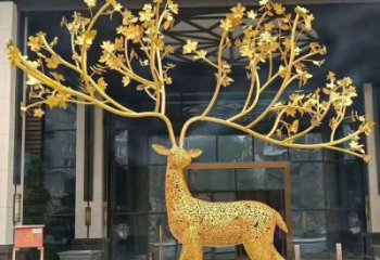 公共梅花鹿雕塑訂做，城市裝飾，庭院鏤空梅花鹿雕塑展品