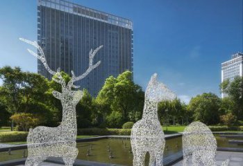 梅花鹿雕塑常用，景觀概念，鏤空梅花鹿雕塑展品