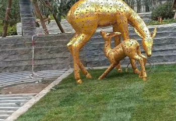 小鹿雕塑展品，透雕工藝，戶外鏤空小鹿雕塑精品