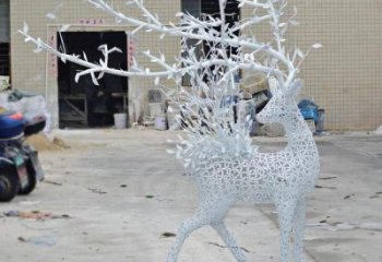 花園梅花鹿雕塑批發(fā)，標識雕塑，展示鏤空梅花鹿雕塑