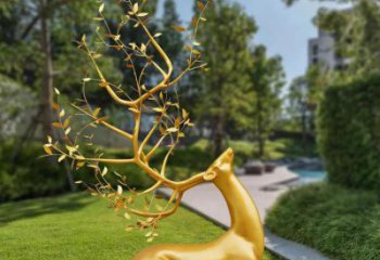 金屬梅花鹿雕塑制造，公園雕塑，仿真梅花鹿雕塑展品