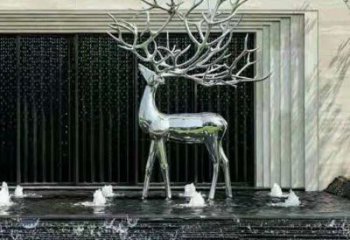 梅花鹿雕塑定制，動物風(fēng)格，鏡面梅花鹿雕塑供給
