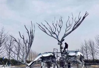 梅花鹿雕塑通用，陸地?cái)[件，鏡面工藝梅花鹿雕塑點(diǎn)擊