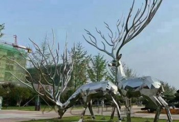 景觀小鹿雕塑選用，美陳雕塑，抽象切面小鹿雕塑標(biāo)準(zhǔn)
