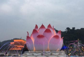 蓮花噴泉雕塑，水景藝術(shù)小品，水秀蓮花雕塑廠家
