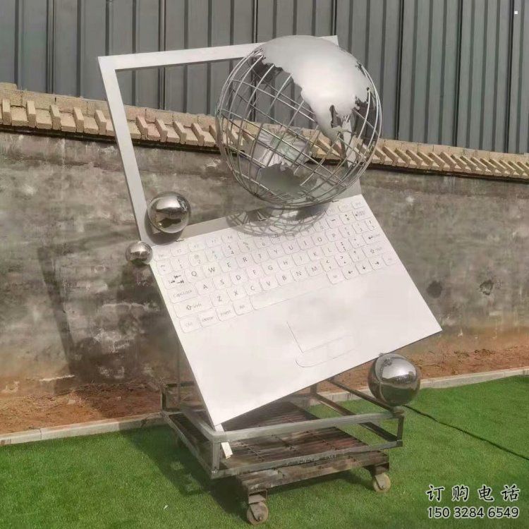 地球儀雕塑訂做，景區(qū)雕塑，鏡面筆記本地球儀雕塑廠家
