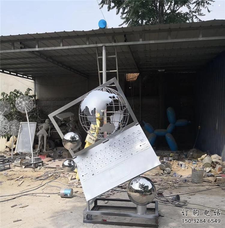 地球儀雕塑通用，街景小品，筆記本地球儀雕塑制造