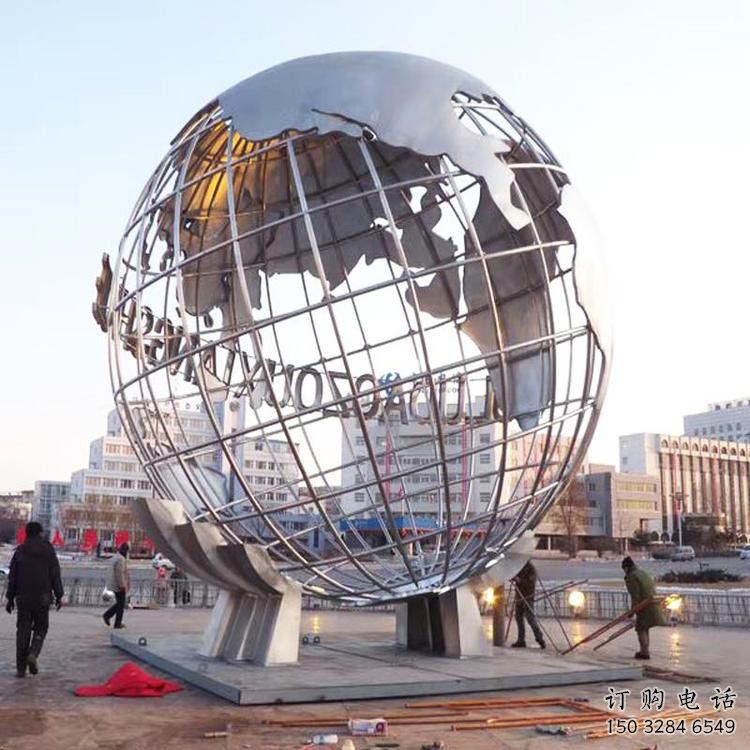 地球儀雕塑觀賞型，公園小品，鏡面地球儀雕塑常用