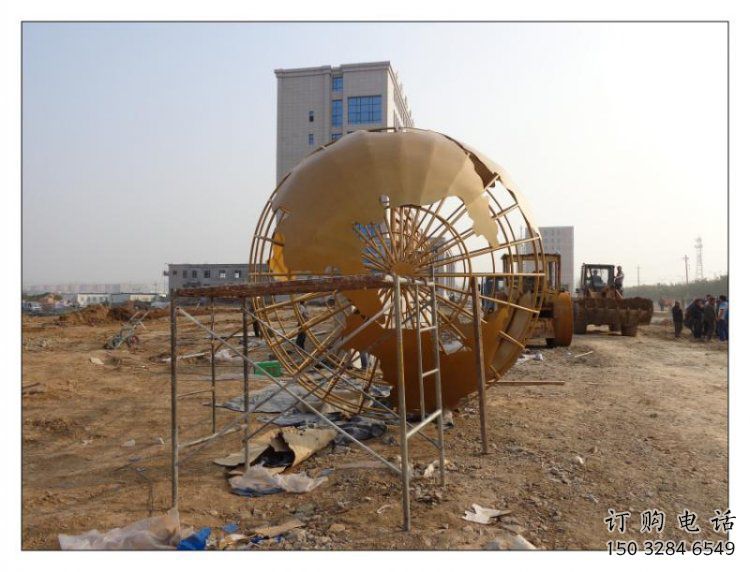 地球儀雕塑供求，白鋼構(gòu)件，烤漆地球儀雕塑制造廠家