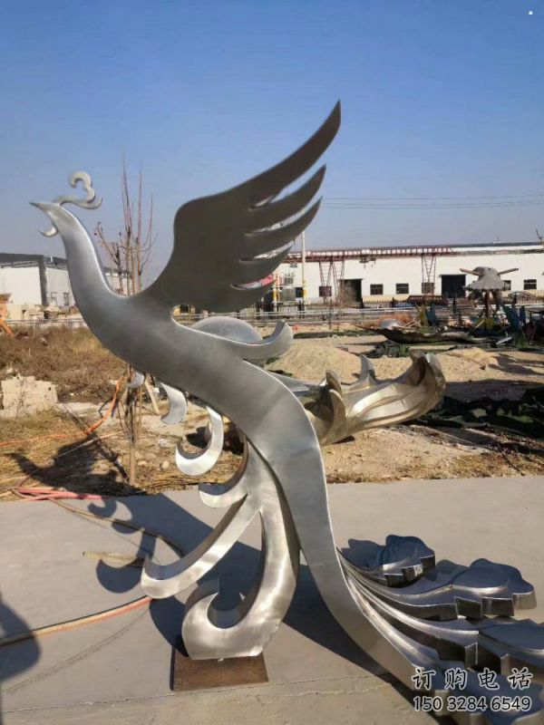 鳳凰雕塑精選，街頭藝術(shù)，公園不銹鋼鳳凰雕塑廠家