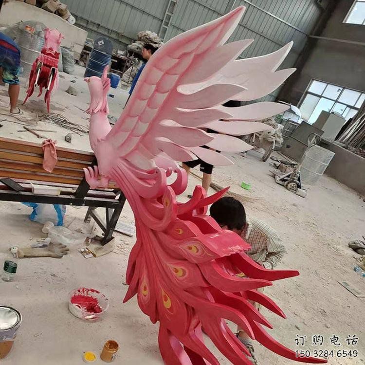 鳳凰雕塑觀賞型，廣場系列，玻璃鋼鳳凰雕塑廠家優(yōu)選