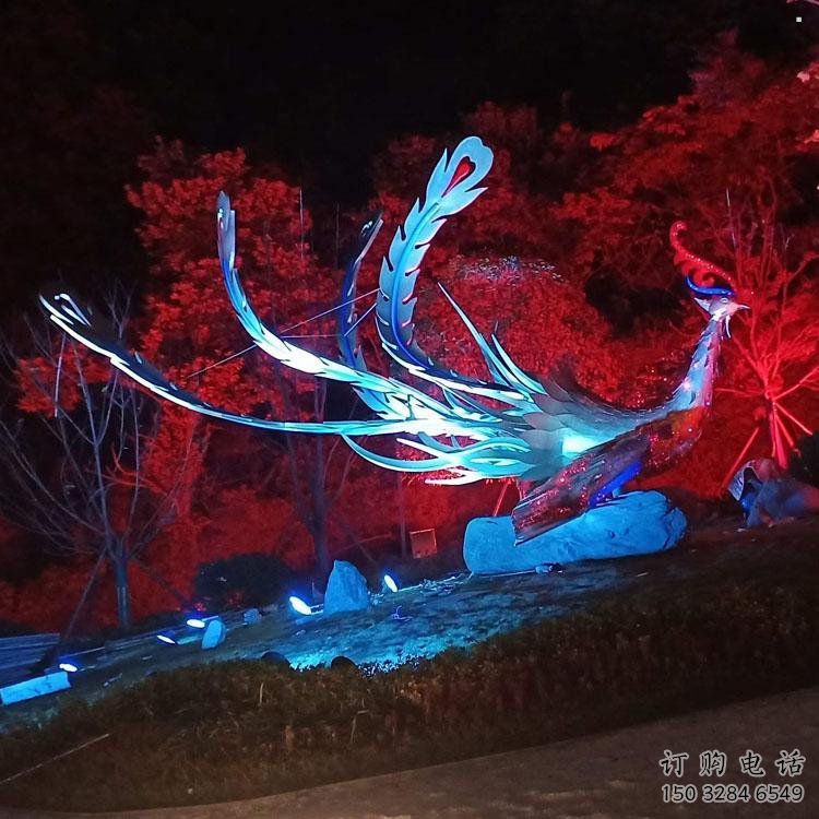 鳳凰雕塑選用，多彩藝術(shù)，發(fā)光鳳凰雕塑廠家展品