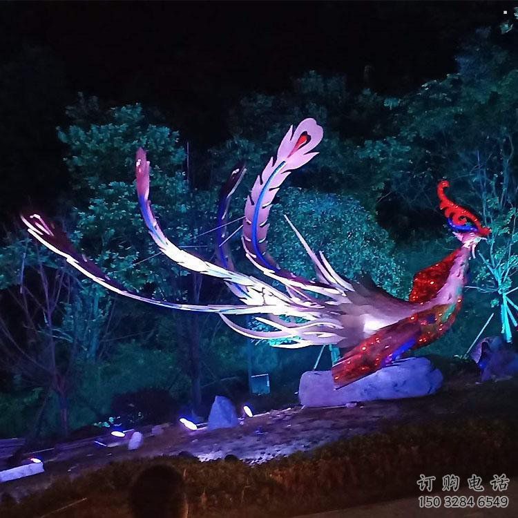 鳳凰雕塑專供，廣場雕塑，發(fā)光鳳凰雕塑標準制作商