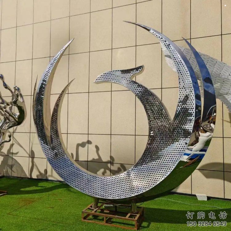 鳳凰雕塑精品，景觀概念，不銹鋼鳳凰圓環(huán)雕塑通用