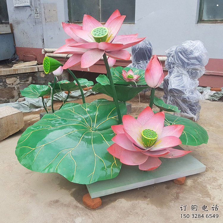 鋼鑄荷花雕塑常用，鋼管組合，園林荷花雕塑定價(jià)