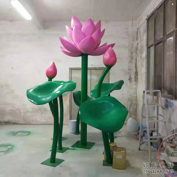 荷花雕塑觀賞型，露天雕塑，不銹鋼荷花雕塑訂做