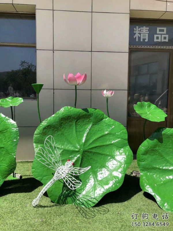 仿真荷葉雕塑廠家，植物美陳雕塑，景觀藝術建筑