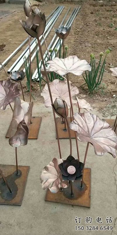荷葉雕塑展品，公園小品，銅荷葉雕塑供需