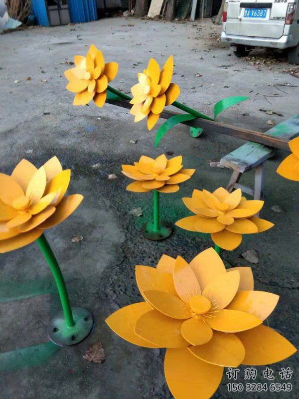 黃蓮花雕塑精選，戶外雕塑，廣場(chǎng)烤漆黃蓮花雕塑優(yōu)價(jià)
