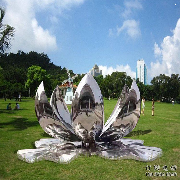 蓮花雕塑供給，街道標(biāo)識(shí)，不銹鋼鏡面蓮花雕塑廠家