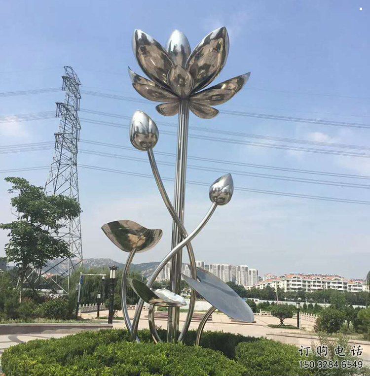 蓮花雕塑特供，美陳雕塑，制造鏡面蓮花雕塑廠家