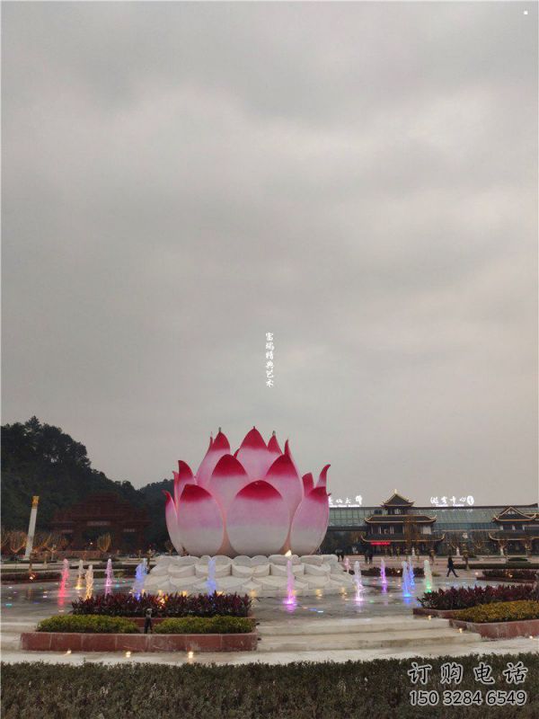 蓮花雕塑承接，街道標(biāo)識，彩繪蓮花噴泉雕塑供應(yīng)廠家