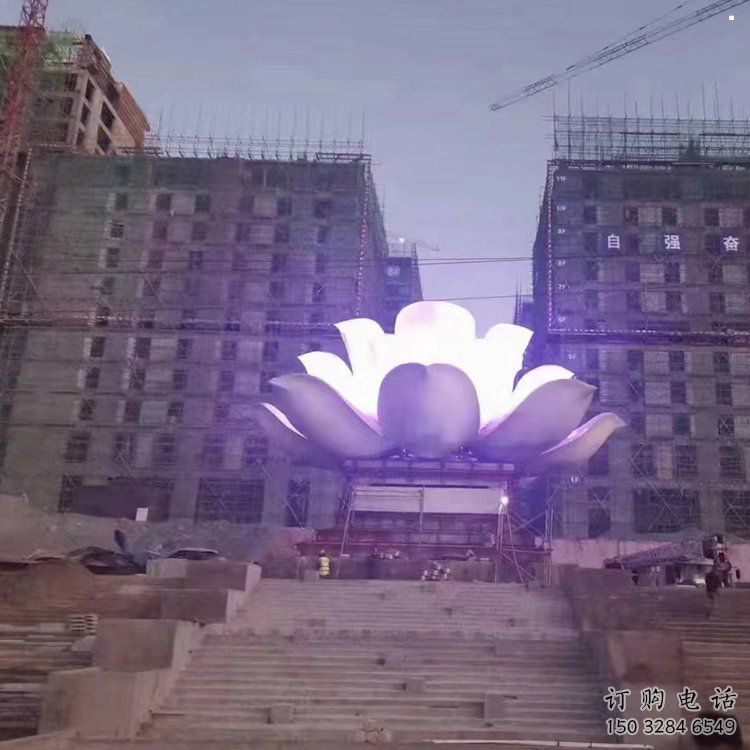 鏤空蓮花雕塑專供，鍛造工藝，燈光蓮花雕塑生產廠家