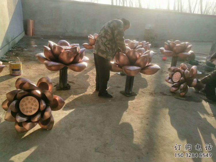 水蓮花銅雕塑承接，美陳雕塑，景觀水蓮花銅雕塑優(yōu)價